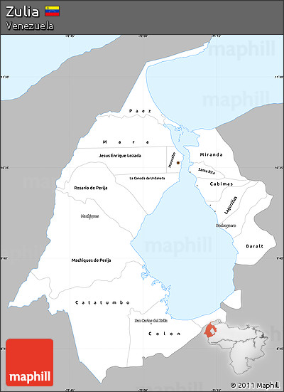 Gray Simple Map of Zulia, single color outside