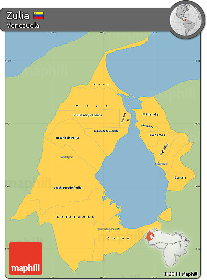Savanna Style Simple Map of Zulia, single color outside