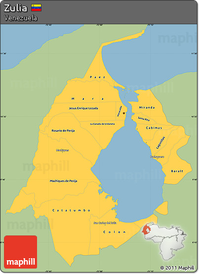 Savanna Style Simple Map of Zulia, single color outside