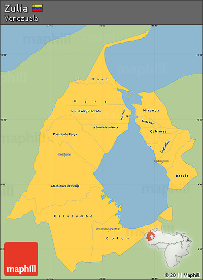 Savanna Style Simple Map of Zulia, single color outside