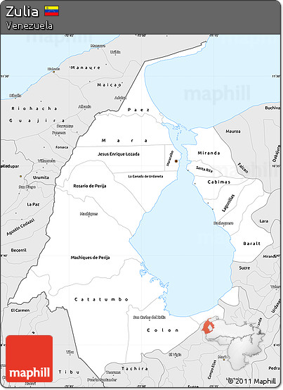 Silver Style Simple Map of Zulia