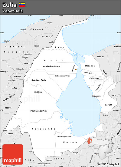 Silver Style Simple Map of Zulia