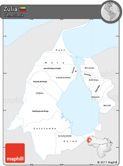 Silver Style Simple Map of Zulia, single color outside