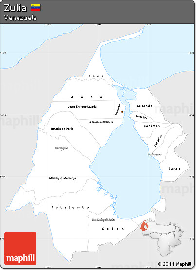 Silver Style Simple Map of Zulia, single color outside