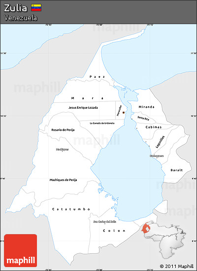 Silver Style Simple Map of Zulia, single color outside
