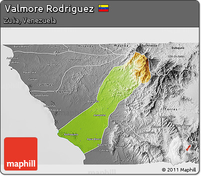 Physical 3D Map of Valmore Rodriguez, desaturated