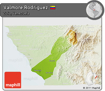 Physical 3D Map of Valmore Rodriguez, lighten