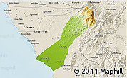 Physical 3D Map of Valmore Rodriguez, shaded relief outside
