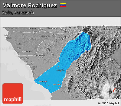 Political 3D Map of Valmore Rodriguez, desaturated