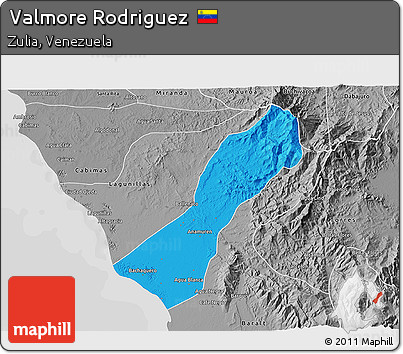 Political 3D Map of Valmore Rodriguez, desaturated