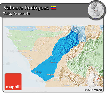 Political 3D Map of Valmore Rodriguez, lighten