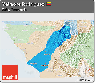 Political 3D Map of Valmore Rodriguez, lighten