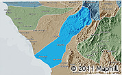 Political 3D Map of Valmore Rodriguez, semi-desaturated