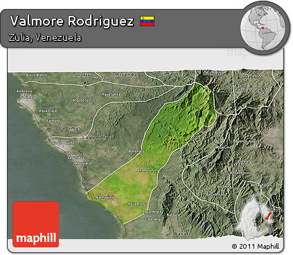 Satellite 3D Map of Valmore Rodriguez, semi-desaturated