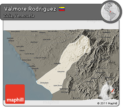 Shaded Relief 3D Map of Valmore Rodriguez, darken