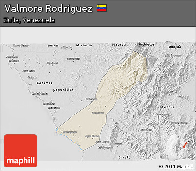 Shaded Relief 3D Map of Valmore Rodriguez, desaturated