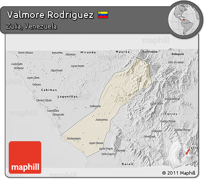 Shaded Relief 3D Map of Valmore Rodriguez, desaturated