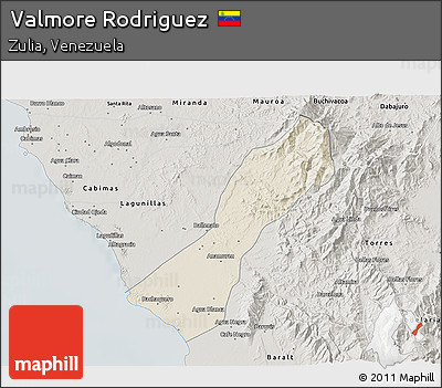 Shaded Relief 3D Map of Valmore Rodriguez, semi-desaturated