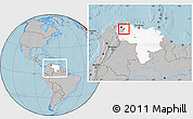 Gray Location Map of Valmore Rodriguez, highlighted country, within the entire country, hill shading