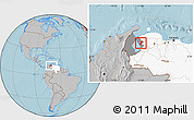 Gray Location Map of Valmore Rodriguez, highlighted country, highlighted parent region, hill shading