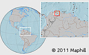 Gray Location Map of Valmore Rodriguez, highlighted parent region, within the entire country, hill shading