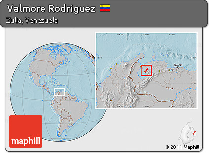 Gray Location Map of Valmore Rodriguez, hill shading