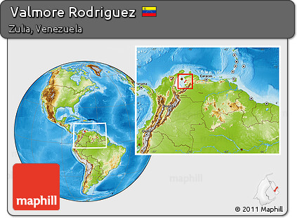 Physical Location Map of Valmore Rodriguez, highlighted parent region, within the entire country