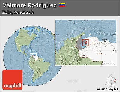Savanna Style Location Map of Valmore Rodriguez, highlighted country, highlighted parent region, hill shading
