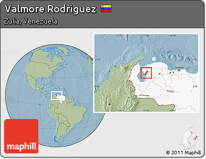 Savanna Style Location Map of Valmore Rodriguez, highlighted country, hill shading