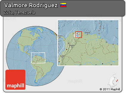Savanna Style Location Map of Valmore Rodriguez, highlighted parent region, within the entire country, hill shading