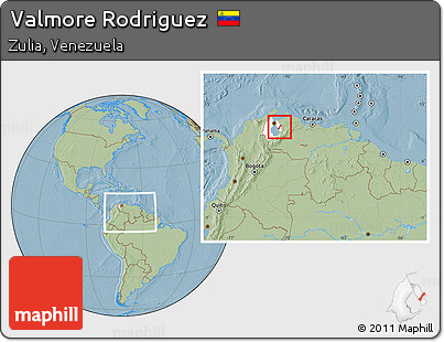Savanna Style Location Map of Valmore Rodriguez, highlighted parent region, within the entire country, hill shading