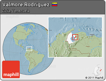 Savanna Style Location Map of Valmore Rodriguez, highlighted parent region, hill shading
