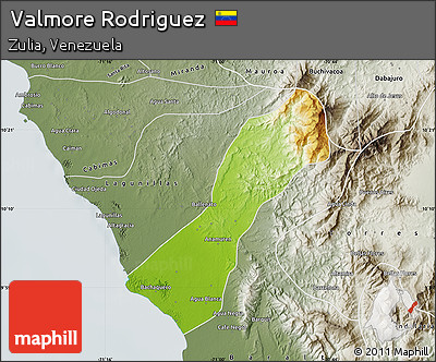 Physical Map of Valmore Rodriguez, semi-desaturated