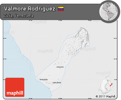 Silver Style Map of Valmore Rodriguez, single color outside
