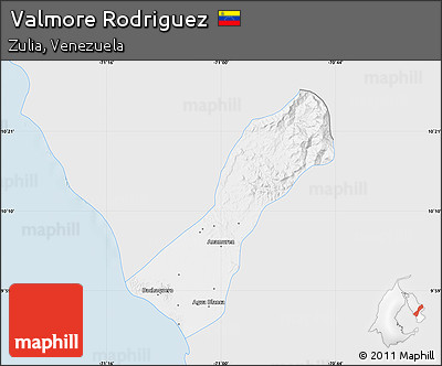 Silver Style Map of Valmore Rodriguez, single color outside