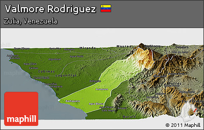 Physical Panoramic Map of Valmore Rodriguez, darken