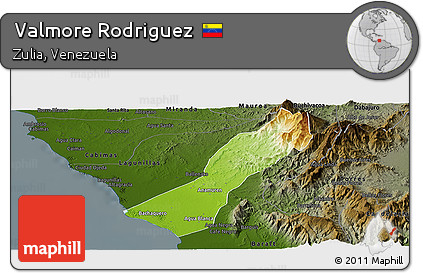 Physical Panoramic Map of Valmore Rodriguez, darken