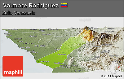 Physical Panoramic Map of Valmore Rodriguez, semi-desaturated