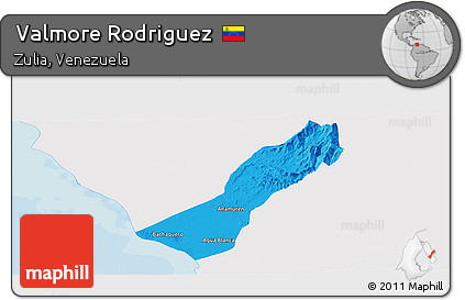 Political Panoramic Map of Valmore Rodriguez, single color outside