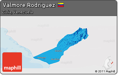 Political Panoramic Map of Valmore Rodriguez, single color outside