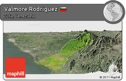 Satellite Panoramic Map of Valmore Rodriguez, semi-desaturated