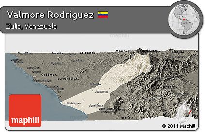 Shaded Relief Panoramic Map of Valmore Rodriguez, darken