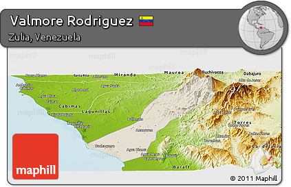 Shaded Relief Panoramic Map of Valmore Rodriguez, physical outside