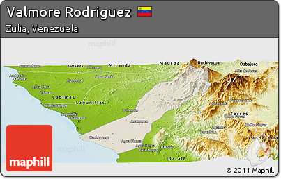 Shaded Relief Panoramic Map of Valmore Rodriguez, physical outside