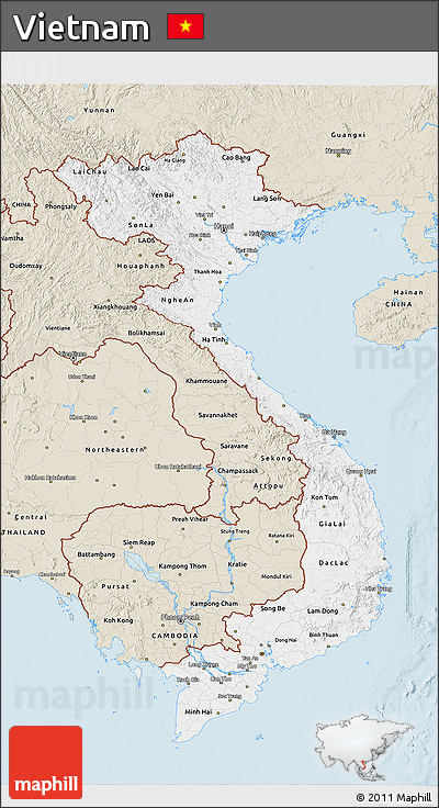 Classic Style 3D Map of Vietnam