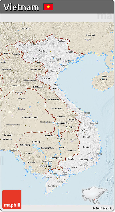 Classic Style 3D Map of Vietnam