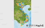 Political 3D Map of Vietnam, satellite outside, bathymetry sea