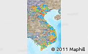 Political 3D Map of Vietnam, semi-desaturated, land only