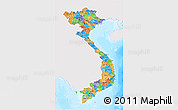 Political 3D Map of Vietnam, single color outside, bathymetry sea