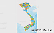 Political 3D Map of Vietnam, single color outside